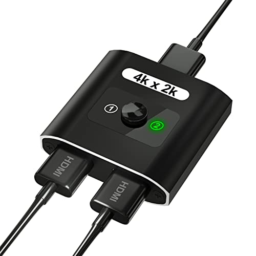 【Switch Splitter HDMI Bidirezionale】Lo switch HDMI a 2 porte può essere utilizzato per collegare 2 sorgenti video HDMI con 1 display. Allo stesso tempo, lo splitter HDMI può aiutarti a dividere 1 sorgente video HDMI su 2 display (si prega di notare che 2 display non possono essere visualizzati contemporaneamente).
