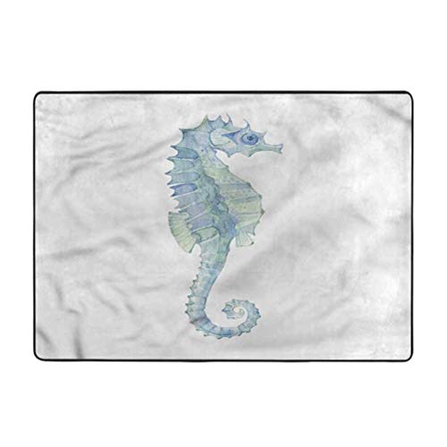 Juego de alfombras de área, animales, pintura de caballito de mar, 4 pies x 6 pies de área para suelos de madera dura