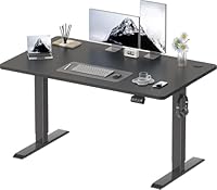 Devoko Electric Standing Desk 120x60cm Sit Stand Table Height Adjustable Desk with Backpack Hook and Memory Smart Pannel, Home Office with Splice Board, Black