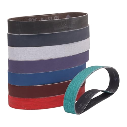 1 x 45,7 x 45,7 cm Schleifbänder, 16 Stück Messerschärfer, Schleifbänder für die Arbeit, scharfe Ken Zwiebelklingen-Aufsatz, 80/120/240/400/600/800/1000/2500 Körnung, Messerschärfbänder