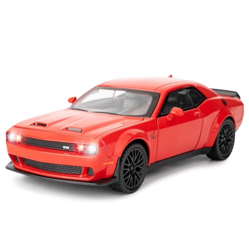 Image of FEXXA Hellcat 1:32 Scale Dodge Challenger Die-Cast Metal Toy Model Car for Kids - Pull Back Mechanism, Birthday Gift for 3+ Year Old Boys (RED)