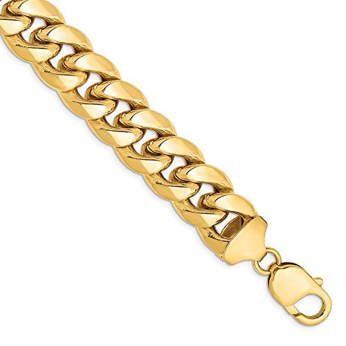 14k Yellow Gold 12.6mm Miami Cuban Bracelet Chain 8 Inch Curb Fine Jewelry For Women Gifts For Her