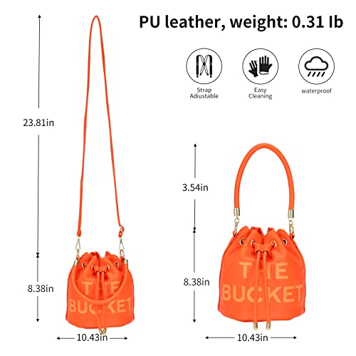 Image of JQAliMOVV Mini Leather Bucket Bags for Women Drawstring Bucket Purse Crossbody Handbags Hobo Bag