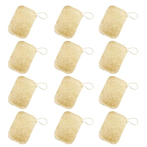 MEISO Esponjas de Luffa Naturales 12 PCS esponja de luffa biodegradable de fibra vegetal y ecológica esponja de limpieza antiarañazos