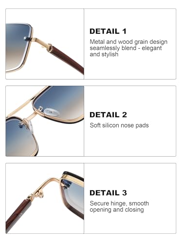 Image of Classic Mens Sunglasses Fashion Gold Frame Shades for Men UV 400 Protection Sunnies(7563)