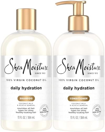 SheaMoisture 100% Virgin Coconut Oil Daily Hydration Shampoo & Conditioner | 13 fl. oz. Each with box