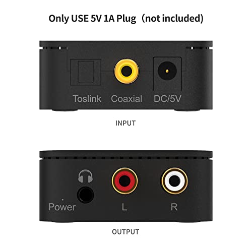 Amalink Digital To Analog Audio Converter Digital Optical (Spdif/Toslink) And Digital Coaxial To Analog 3.5Mm Aux And Rca (L/R) Stereo Audio Converter With Fiber Ⅱ… #TOP1