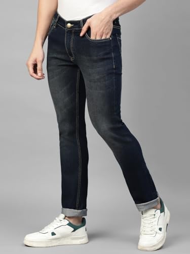 Image of Allen Cooper Slim Mid Rise Stretchable Denim Jeans for Men
