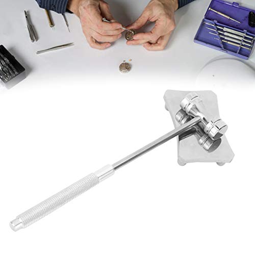 Steel Double-Headed Hammer with Non-Slip Handle Compact DIY Watchmaker Tool for Personal Use, Silver