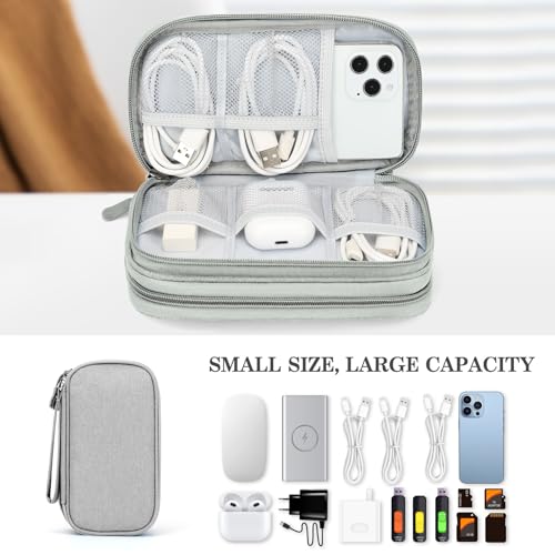 Image of FYY Travel Cable Organizer Bag Pouch Electronic Accessories Carry Case Portable Waterproof Double Layers All-in-One Storage for Cord, Charger, Phone, Earphone Grey
