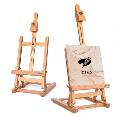 DJAR Mini-Tischstaffelei mit H-Rahmen 63 5 cm Staffelei aus Buchenholz tragbar für Malerei Display Tischstaffelei Holz für Jugendliche Erwachsene Studenten