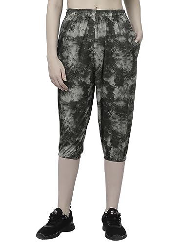 Image of UZARUS Women's Animal Print Tie-Dye Strechable Capri 3 /4th Shorts