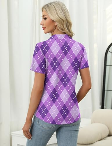 Image of LOMON Womens Golf Polo Shirts Summer Short Sleeve 1 /4 Zip Tops Moisture Wicking Casual Tennis Activewear with Pockets