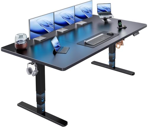 HUANUO 71x35 Inch 3-Stage Legs Electric Standing Desk, Large Height Adjustable Office Desk with Brushless Motor, Stand U - Detailed View