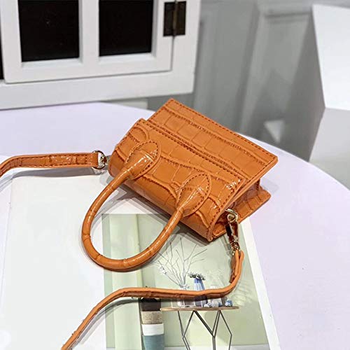 Sac messenger sacs femme chaîne orange en cuir véritable style crocodile