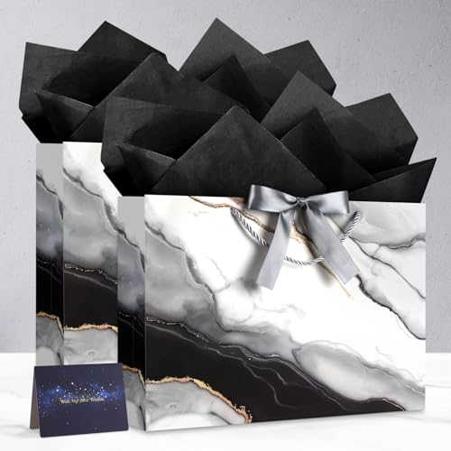 Image of JMANNI Gift Bags, Valentines Gift Bags with Ribbon, Portable Paper Gift Bag, Marble Pattern, for Any Occasion, Including Valentines Day Baby Shower Birthday Party Wedding Mothers Day(LP11-DLS06-L