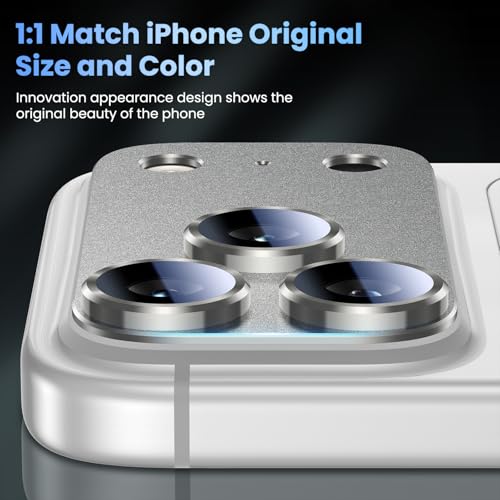 Image of Uyiton Compatible with iPhone 17 Pro Camera Lens Protector - [Not Easy to Break][Strong Adsorption][Case-Friendly] Metal Tempered Glass Rear Camera Screen Cover - Natural Titanium, 2 Packs