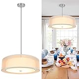 Depuley 3-Light Drum Chandelier Fixture, 20' Double Drum Pendant Light with Adjustable Height, Semi...