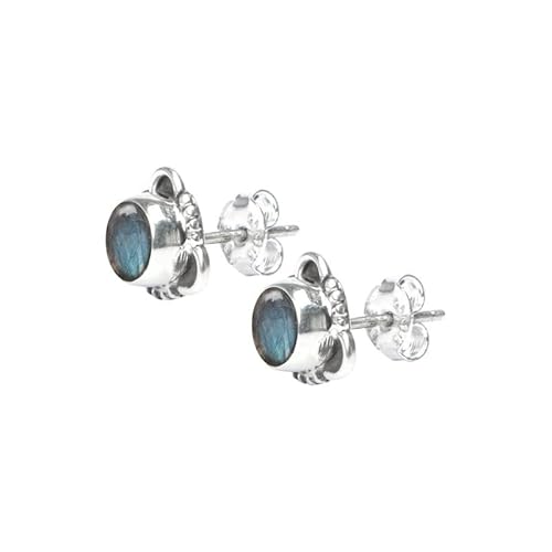 Ana Crafts Labradorite Stone Post Stud Earrings 925 Sterling Silver Gemstone Stud Earrings For Girls Women Jewellery Handmade Earring thumb #3