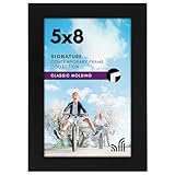 Americanflat 5x8 Picture Frame with Shatter-Resistant Glass - Signature Collection - Gallery-Style Frames Made of Engineered Wood - Photo Frame for Tabletop and Wall Display - Black