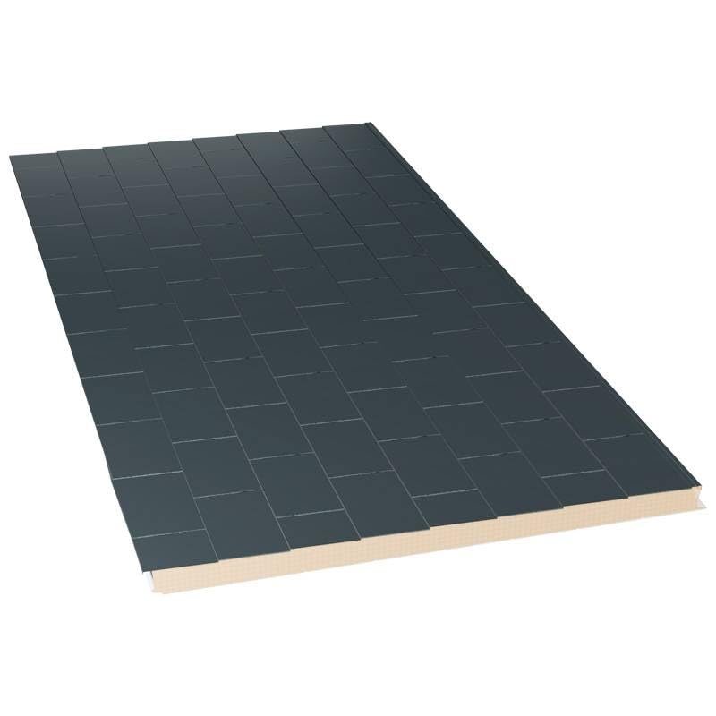 Acero Panel - Panel Estilo Teja Cubierta | ARDESIA60 2000x1000mm | Interior Blanco Pirineo - Exterior Gris Pizarra | Acero Prelacado | PU