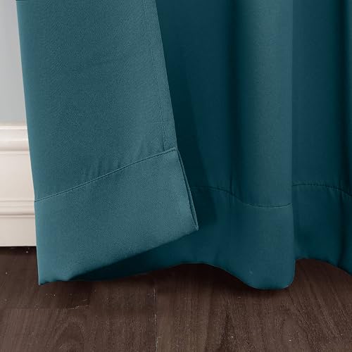 Image of THE LINEN COMPANY Rod Pocket Long Door Curtains | Blackout Thermal Insulated Curtains | Living Room Door Curtains Set of 2 - Navy Blue, 8 Feet