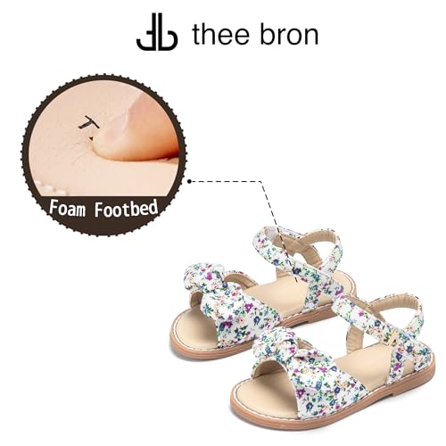 Image of THEE BRON Toddler Girls Sandals Wedding Flower Girl Dress Shoes Open Toe Flats