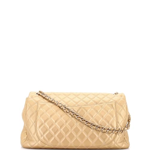 Pre-Loved XXL Travel Flap Bag Quilted Calfskin Small, Gold4