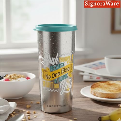 Image of SignoraWare Jumbo Stainless Steel Tumbler | Airtight & Leakproof | Durable & Eco-Friendly | Ideal for Office, Gym, Travel & Daily Use | Great for Outdoor Activities (500ml | Green)