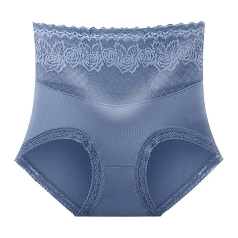 JOFOW High waist sexy lace tummy control briefs love jessie bra panties Comfort High Waist Briefs lace panties (Blue,XX-Large) Cover