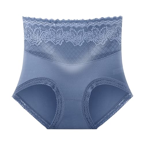 Cocila Bragas Menstruales Flujo Abundante - Mujer Algodon Bra Lacyfit Sedoso Confort Cintura Alta Hiplift Love Interior (Blue, XXL) Brasileñas Tallas Grandes Calzoncillos Graciosos Ropa Sexy