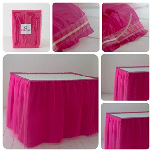 ORKIDEA Gonna da tavolo con tulle - Made in Italy - Dimensioni: 74 x 420 cm (fucsia)