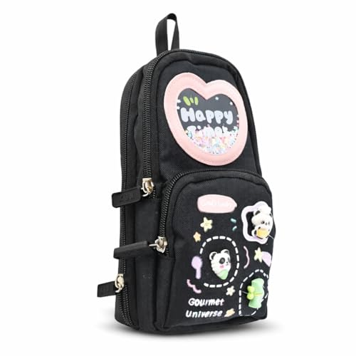 Image of Parshya Cute Panda Pencil Pouch for Kids Girls Boys, Large Capacity 3 Compartment Pencil Case, Kawaii Stationery Organizer with Zipper, Pen Holder Slots, School Supplies Storage Bag Return Gifts