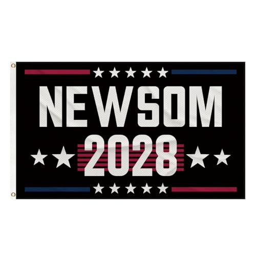 Newsom 2028 Flag Funny Gavin Newsom for President 2028 Banner 3X5 FT Indoor Walls Outdoor Gardens Decks Car Flags Decorations (N3)