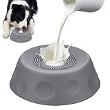 Homgaty Antischlingnapf Hunde für Flüssige Leckerbissen, Silikon Schleckball Hund, Lick Bowl Für Hunde mit Integrierter Drehkugel, Leckspielzeug Leckball Für Langsames Fressen (Grau)