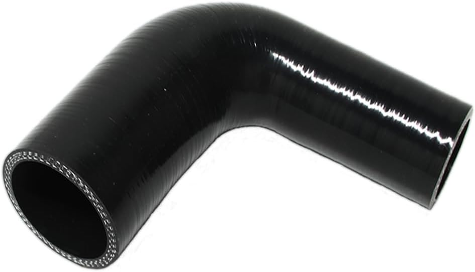 Automotive Silicone Tubing, ID 1.75" to 2.5" (45mm-63mm) 90 Degree Elbow Reducer, 4.7" (120 mm) leg length,Universal 4-Ply High Performance Coupler Silicone Hose (Black) ID: 1.75" to 2.5" (45mm-63mm) Black