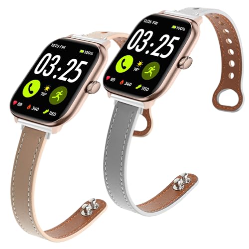 Correa de cuero para reloj 22mm Slim LYSANDRA 2 Pack miniatura 1