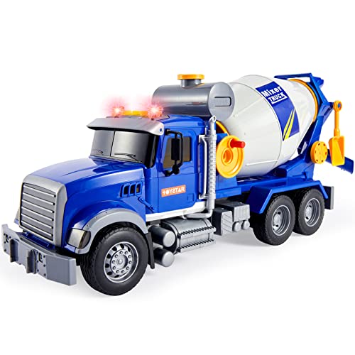 HYAKIDS 35.5 cm Groß Betonmischer Spielzeug Auto mit Ton und Licht, Baufahrzeuge LKW Fahrzeug pädagogisches Spielzeug Geburtstag Geschenk für Kinder Jungen Mädchen 3 4 5 6 Jahres Cover