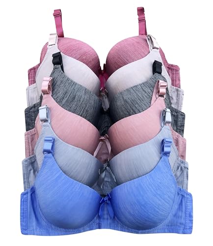 Image of Viola's Secret 6 Pack of Color Print T-Shirt Bras B Cup C Cup and D Cup