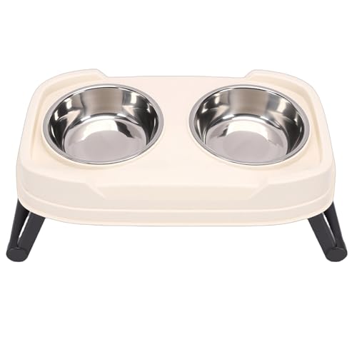 Gamelles Surélevées pour Chat et Chien, Support Vintage Pliable avec 2 Bols Inox - 2