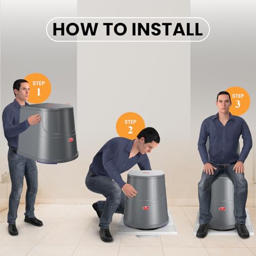 Image of EASYCARE Heavy Duty Portable Indian to Western Toilet Converter | Commode Stool for Patients, Adults, Elderly, Kids, Handicap | Portable Toilet Seat | Toilet Chair I Capacity Upto 110 Kgs (Grey)