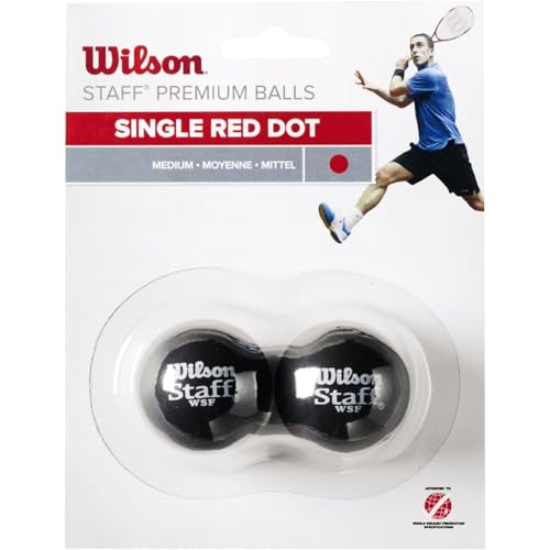 Wilson Staff Pelota de Squash, WRT617500, Unisex, Rojo/Negro, 2 Unidades