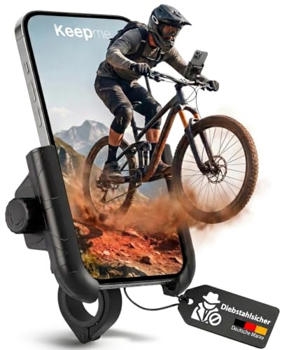 Keepme® Universal Handyhalterung für Fahrrad-Lenker - Diebstahlsichere Lenker Fahrrad-Halterung für ALLE Smartphones - Handy-Halter für E Bike, Mountainbike, Rennrad, E Scooter - Bicycle Phone Holder