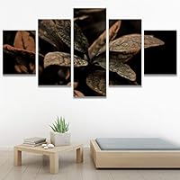 SIGNWIN 5 Panel Canvas Wall Art Modern Art Decorative Elements Expressive Leaves Multicolor Patterns Photography for Home Decorations Ready to Hang - 60