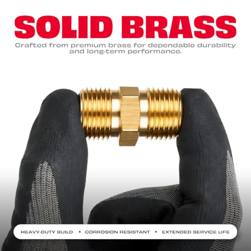 Image of JPT Heavy Duty M22-15mm Metric Male Thread Fitting | Solid Brass Build | Withstand 5000 PSI Pressure | Pressure Washer Hose Extension Coupler