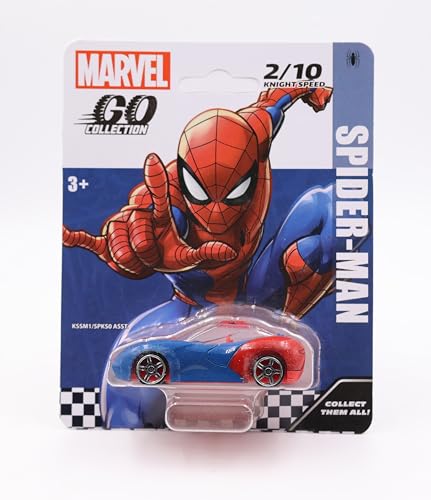 Image of Marvel Go Collection | Knight Speed | Spider-Man | 1:64 Diecast Toy Car | Ages 3 and Up | Collect Them All, Blue