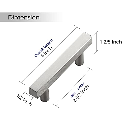 Image of Ravinte 25 Pack 2-1 /2 Inch Cabinet Pulls Brushed Nickel Sqaure Kitchen Cabinet Handles Silver Cabinet Hardware Stainless Steel Drawer Pulls 4 Inch Overall Length with Mounting Template