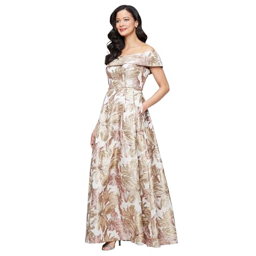 Alex Evenings Women's Formal Long Ballgown Mother of The Bride Dress with Pockets