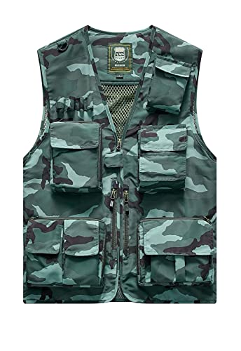 Image of Hbufnha Outdoor Fishing Hunting Vest Multi Pockets Work Cargo Jacket