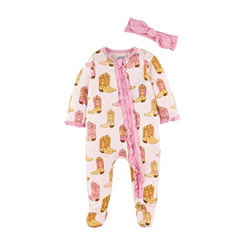 Image of Mud Pie Baby Girl's Toddler Pajamas, Pink Cowboy, 0-3 Months